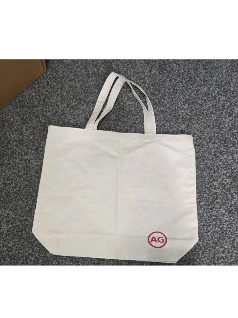 Adriano Goldschmied Ivory Canvas Tote Bag With Burgundy AG Jeans Logo Rare